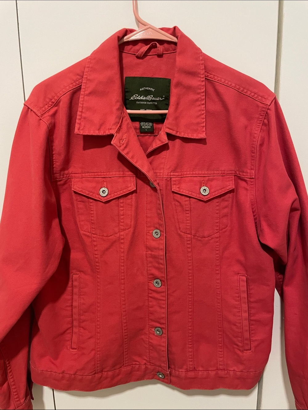 Eddie Bauer Red Cotton Jean Jacket